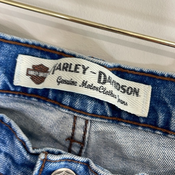 Vintage Harley-Davidson Y2K Straight Leg Jeans Blue Medium Wash Rigid 12 Long - Picture 6 of 13